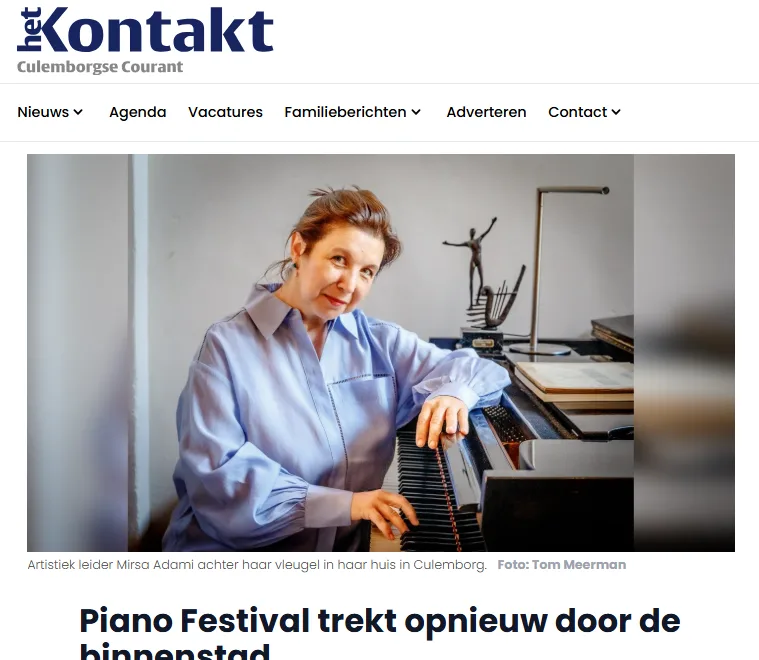 Kontakt Culemborgse Courant 24 augustus 2026 - PPiano Festival trekt opnieuw door de binnenstad